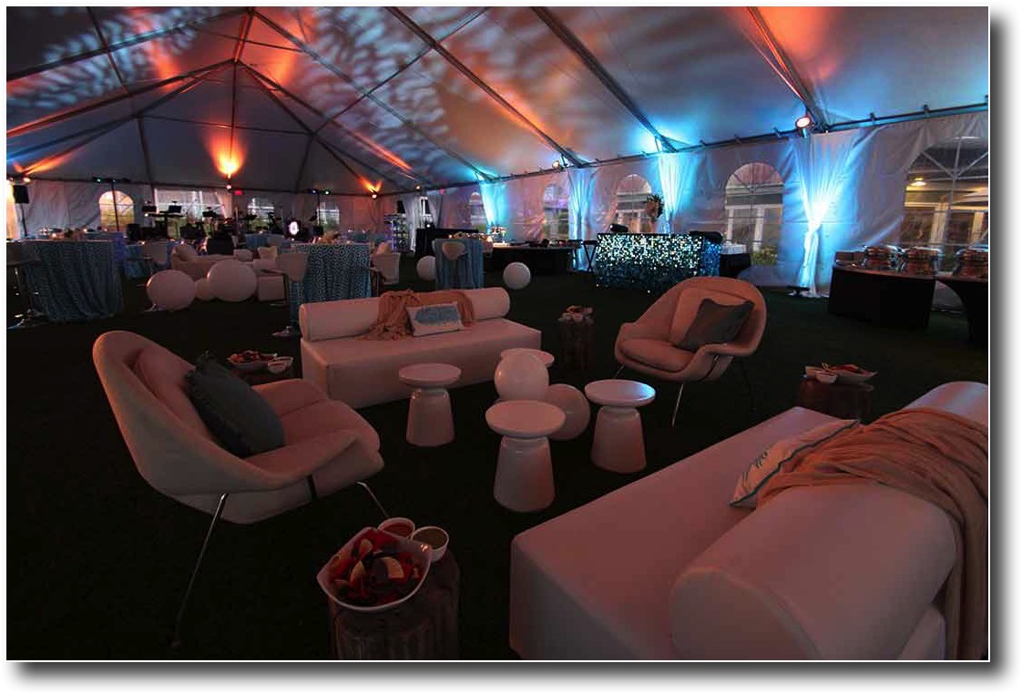 beautiful tent party decor for a corporate event